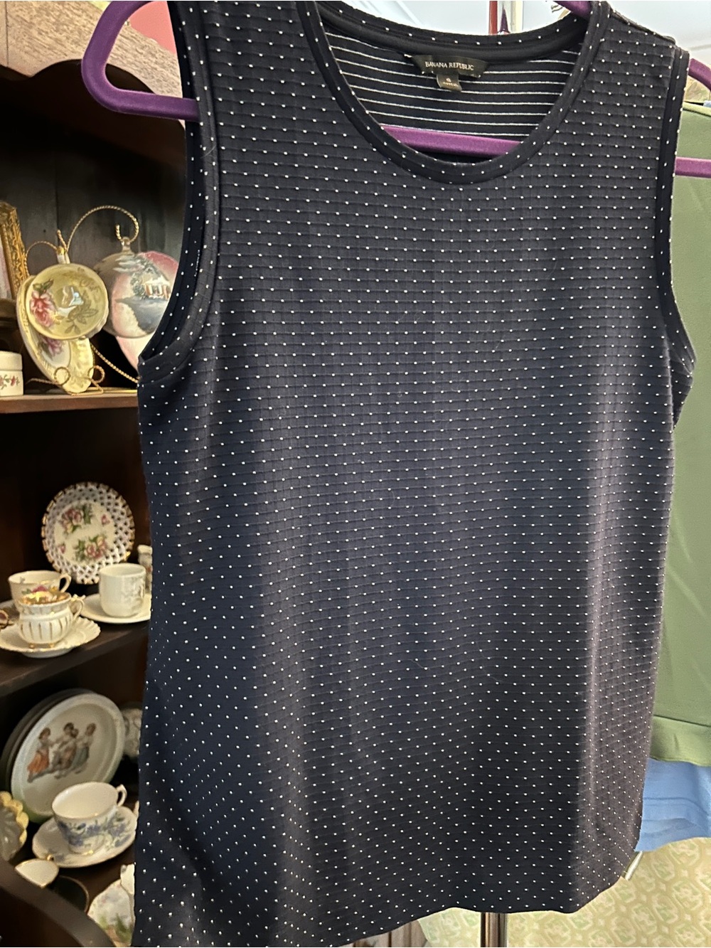 Banana Republic Navy Polka Dot Sleeveless Top Size S